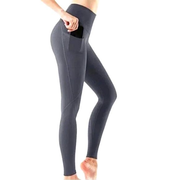 ATHLIO WOMEN’S YOGA PANTS HIGH RISE TUMMY CONTROL Black SIZE Medium - Picture 1 of 3